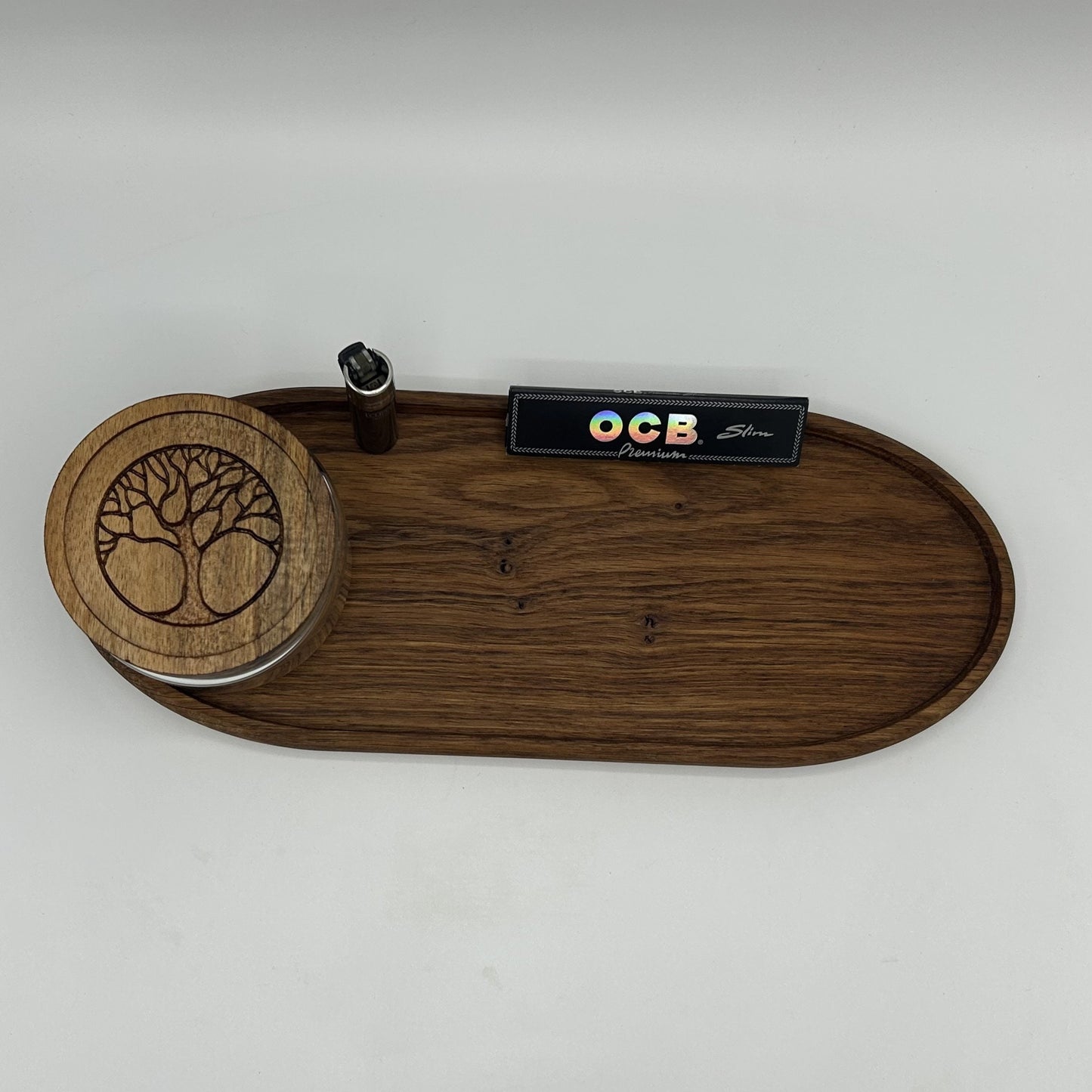 Rolling Tray French Oak, Handcrafted Stylish Smoking Cannabis Accessories Organizer, Perfect Weed Tray Gift For Marijuana Lover Stash Tray