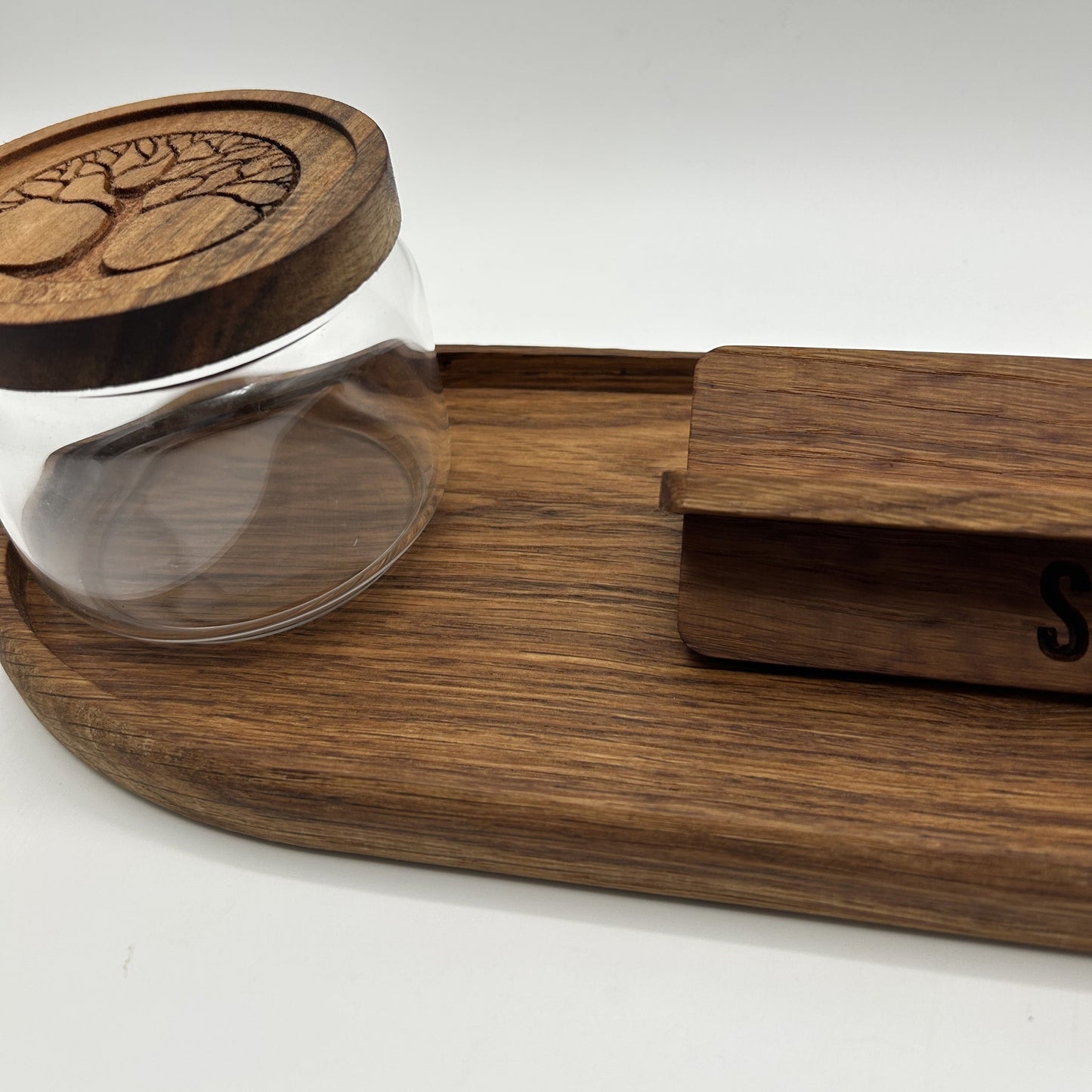Rolling Tray French Oak, Handcrafted Stylish Smoking Cannabis Accessories Organizer, Perfect Weed Tray Gift For Marijuana Lover Stash Tray