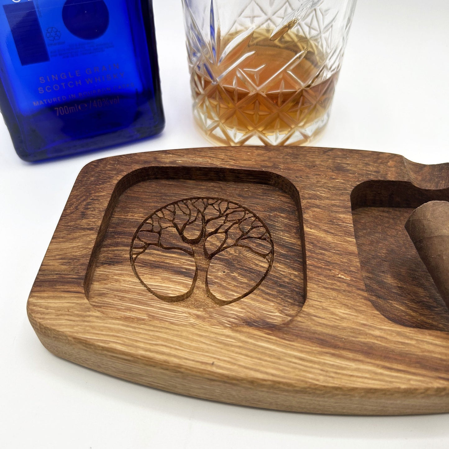 French Oak Wood Cigar Ash Tray And Whiskey Glass Holder Cigar Whisky Lover Groomsman Gift Whisky And Cigar Tray Cigar Accessories