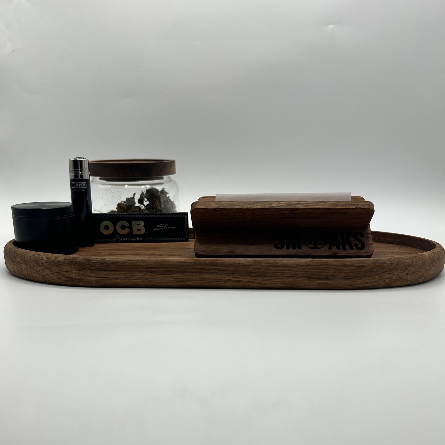 Rolling Tray French Oak, Handcrafted Stylish Smoking Cannabis Accessories Organizer, Perfect Weed Tray Gift For Marijuana Lover Stash Tray