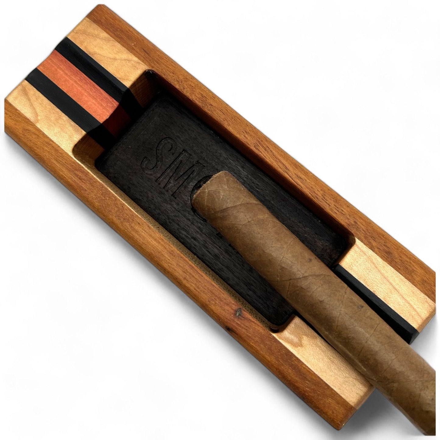 Exotic Wood Cigar Ashtray – Ebony, Pink Ivory & Black Walnut | One of One by SMOAKS