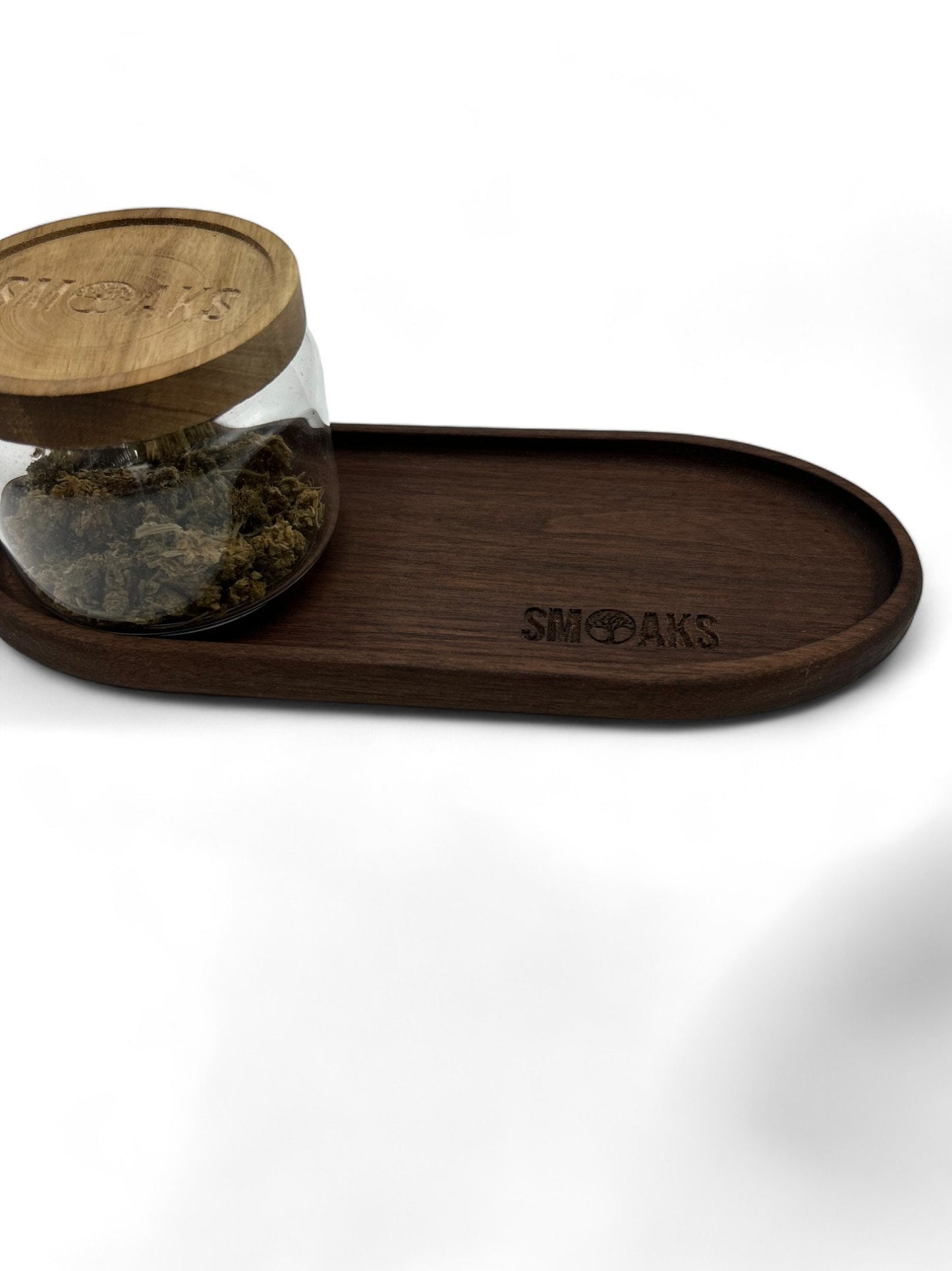 Oval Rolling Tray Black Walnut Handmade Cannabis Accessories Weed Tray Stoner Gift Marijuana Air Tight Stash Storage Jar Cannabis Accessory