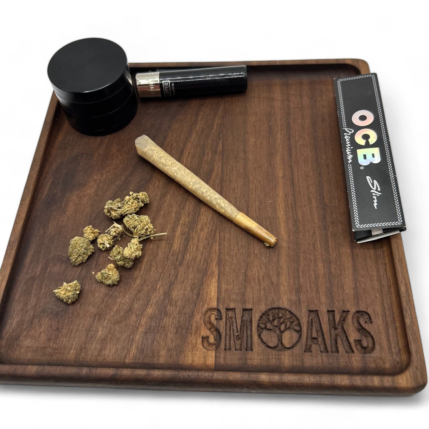 Rolling Tray Black Walnut Handmade Cannabis Accessories Weed Tray Stoner Gift Marijuana Air Tight Stash Storage Jar Marijuana Accessory