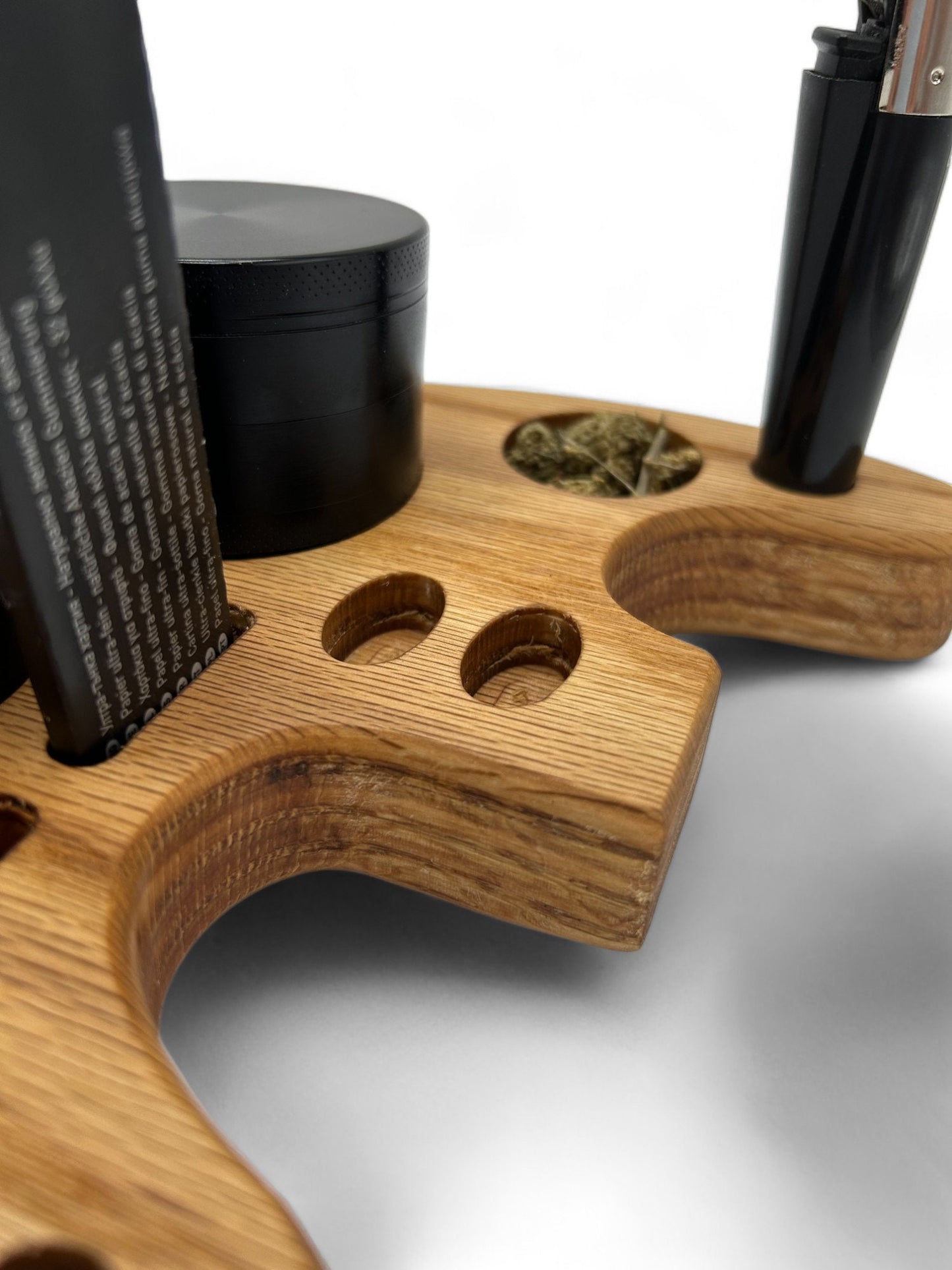 XL Guitar Rolling Tray Set French Oak Handmade Cannabis Accessories Weed Tray Stoner Gift Marijuana with Herb Grinder and Cannabis Accessory