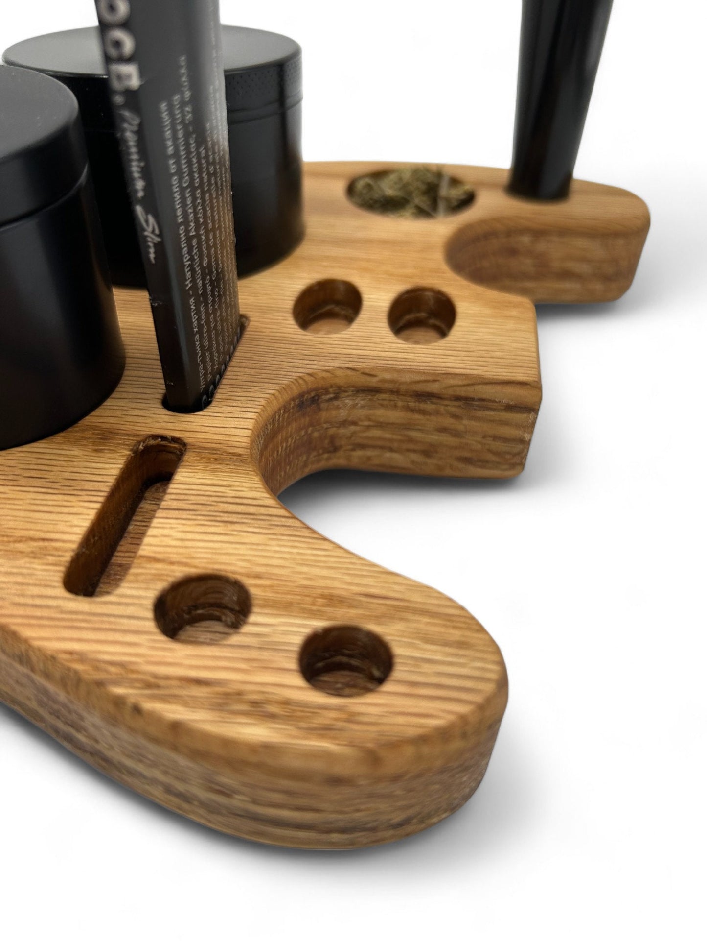 XL Guitar Rolling Tray Set French Oak Handmade Cannabis Accessories Weed Tray Stoner Gift Marijuana with Herb Grinder and Cannabis Accessory