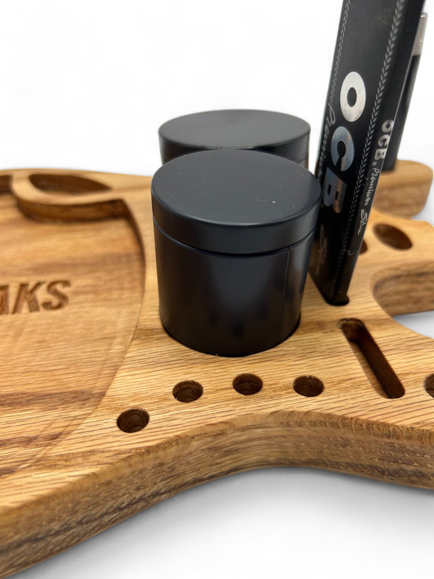 XL Guitar Rolling Tray Set French Oak Handmade Cannabis Accessories Weed Tray Stoner Gift Marijuana with Herb Grinder and Cannabis Accessory