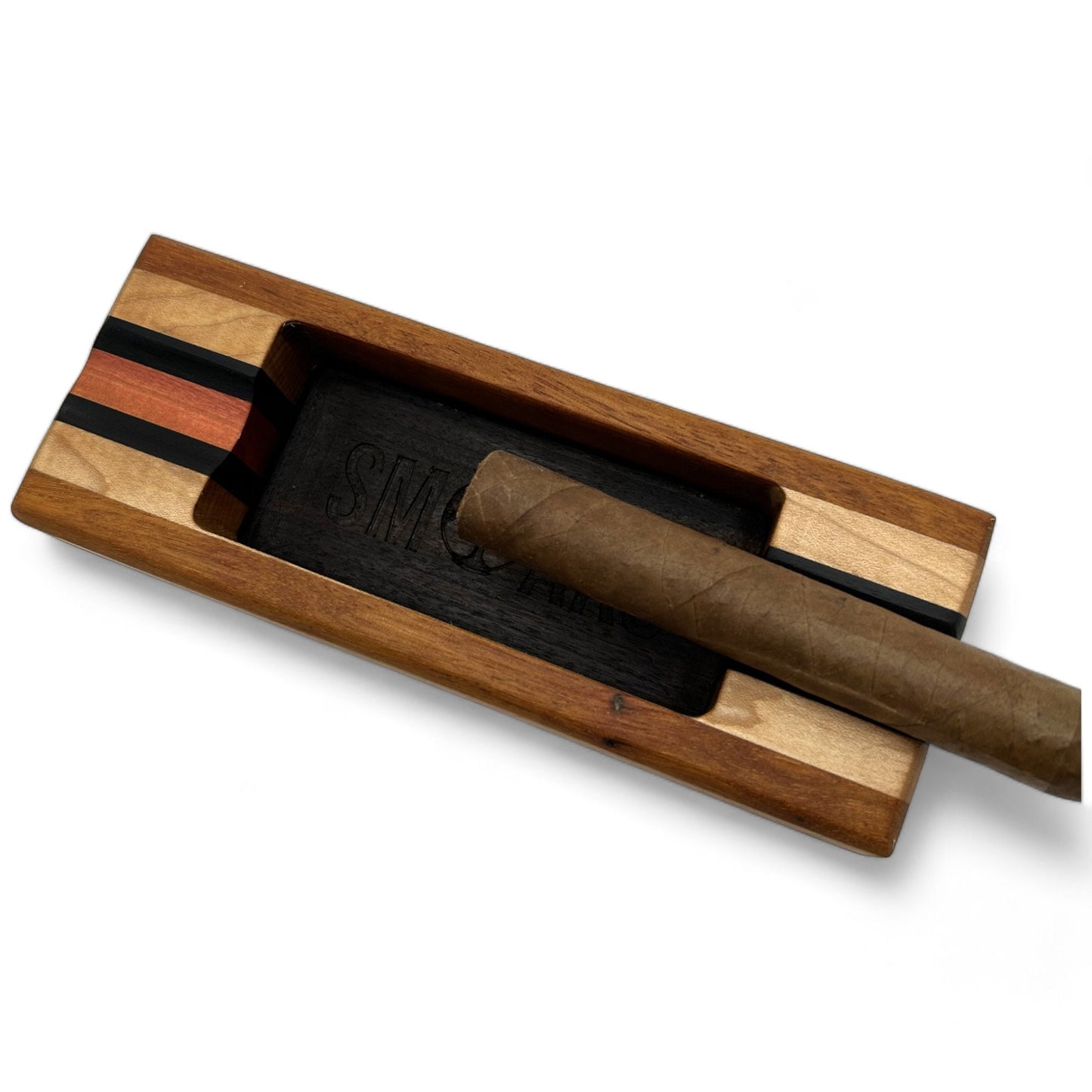 Exotic Wood Cigar Ashtray – Ebony, Pink Ivory & Black Walnut | One of One by SMOAKS