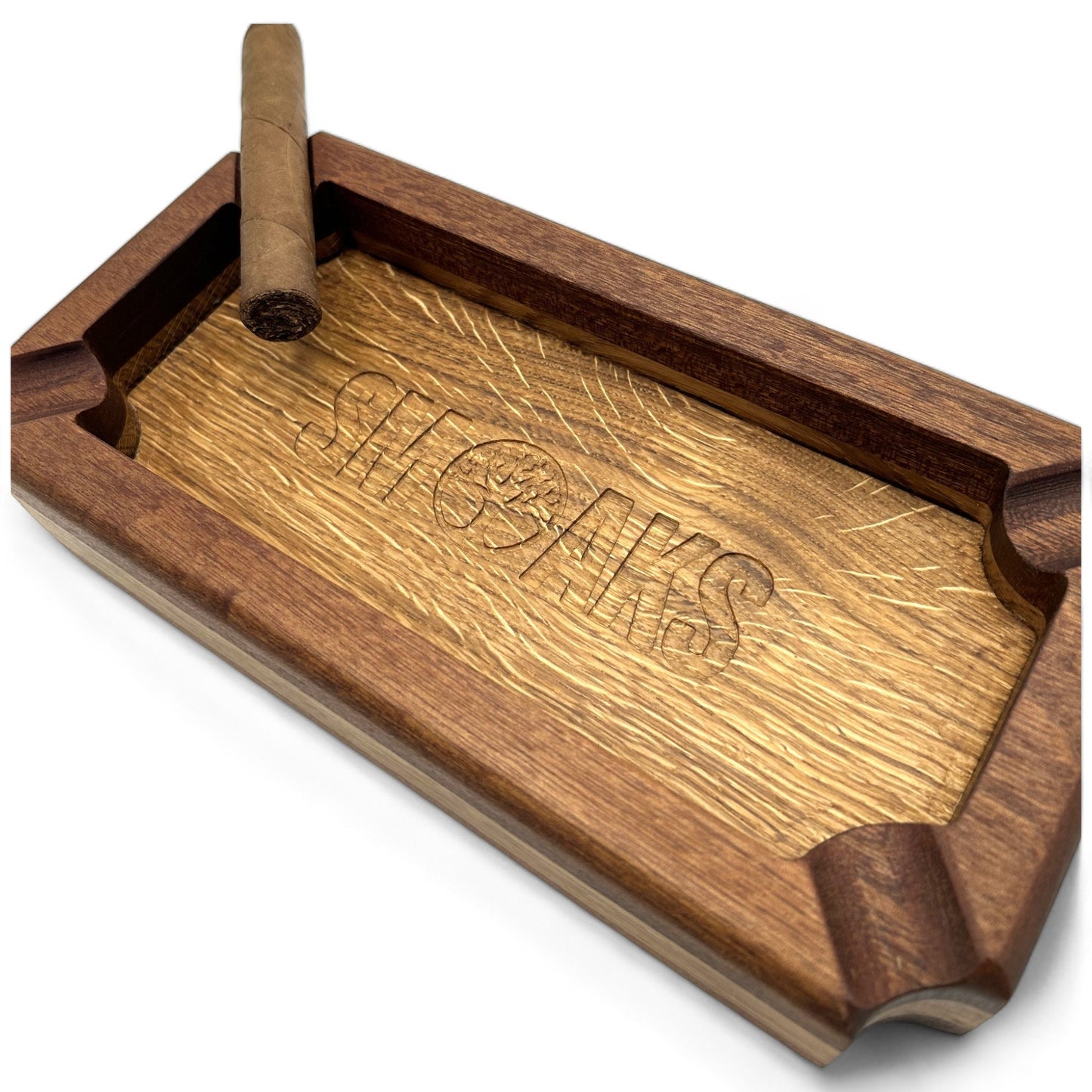 XL Cigar Ashtray, Large French Oak/Mahogany Premium Quality, Elegant ashtray Ideal smoker Gift for Cigar Enthusiasts Unique Cigar Ashtrays