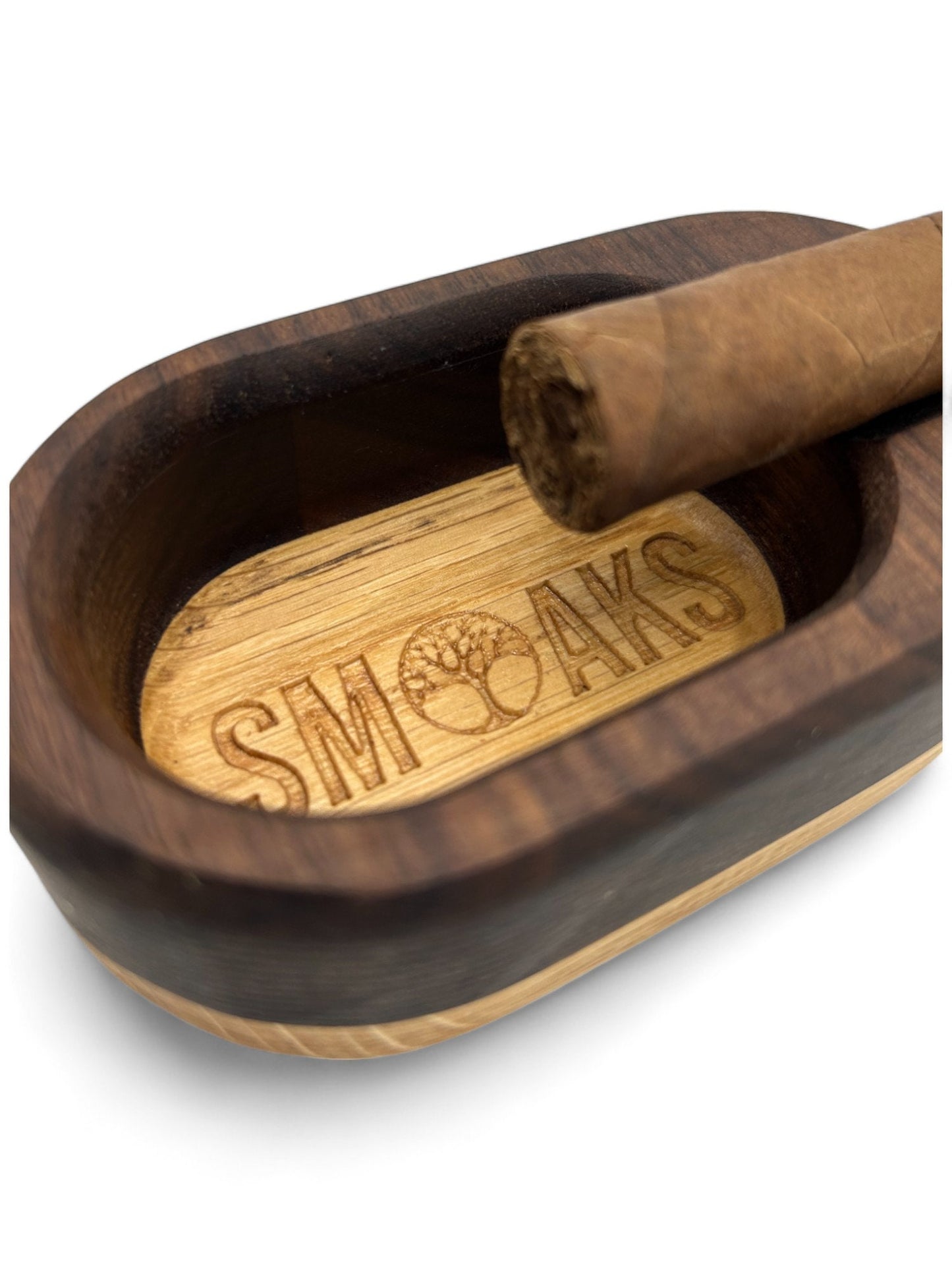 Cigar Ashtray Handcrafted Walnut French Oak, Premium Ash Tray, Elegant Design, Fab Gift for Cigar Enthusiasts Unique Luxury Cigar Ashtrays
