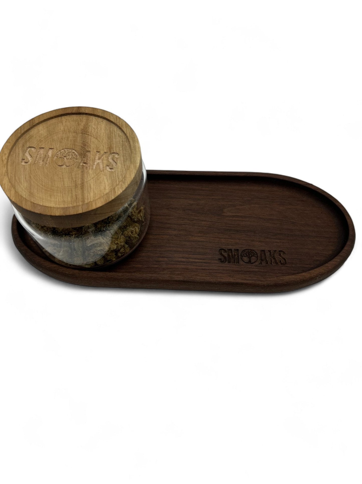 Oval Rolling Tray Black Walnut Handmade Cannabis Accessories Weed Tray Stoner Gift Marijuana Air Tight Stash Storage Jar Cannabis Accessory