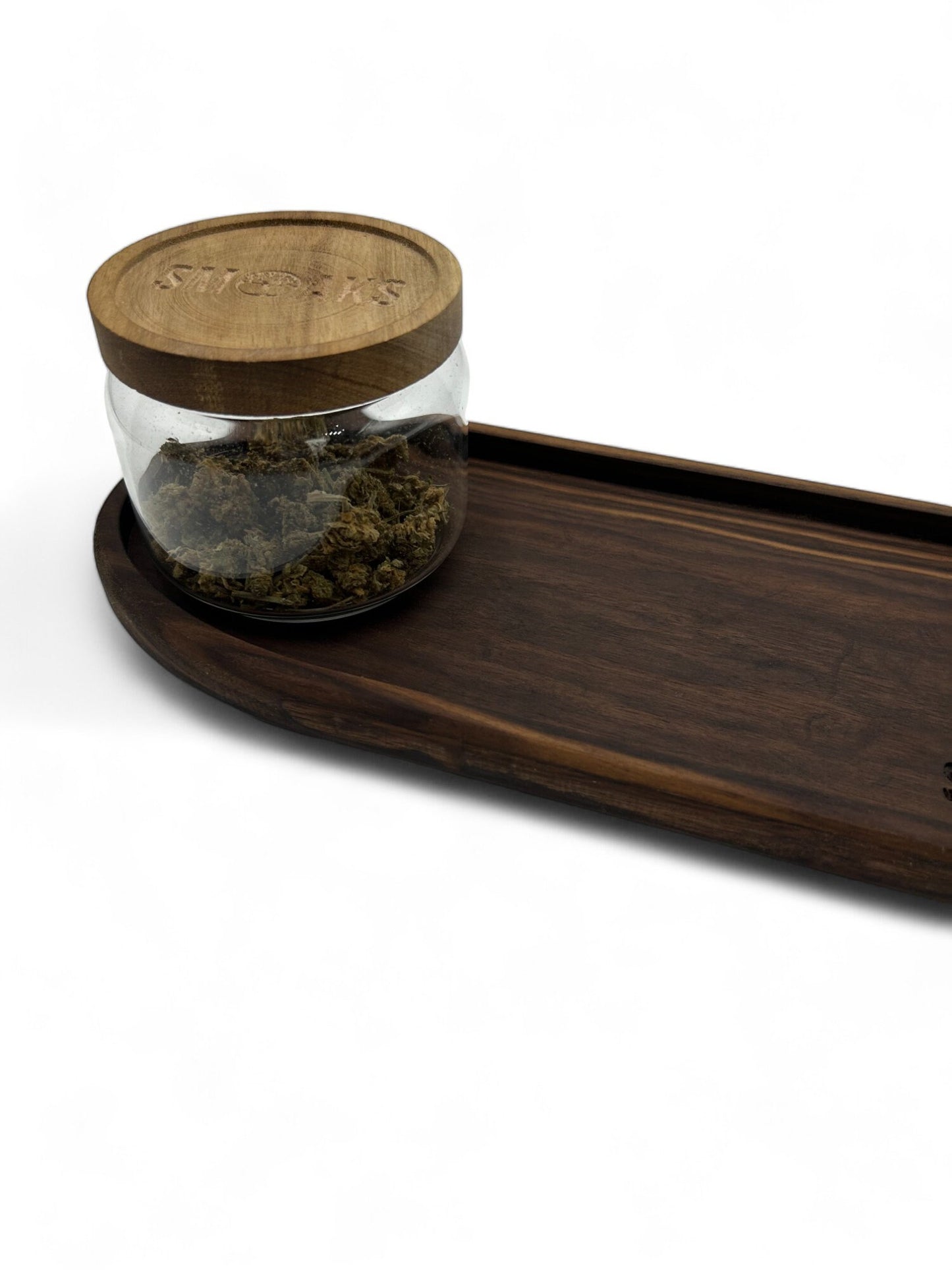 XL Oval Rolling Tray Black Walnut Handmade Cannabis Accessories Weed Tray Stoner Gift Marijuana Air Tight Stash Storage Jar Ganja Accessory