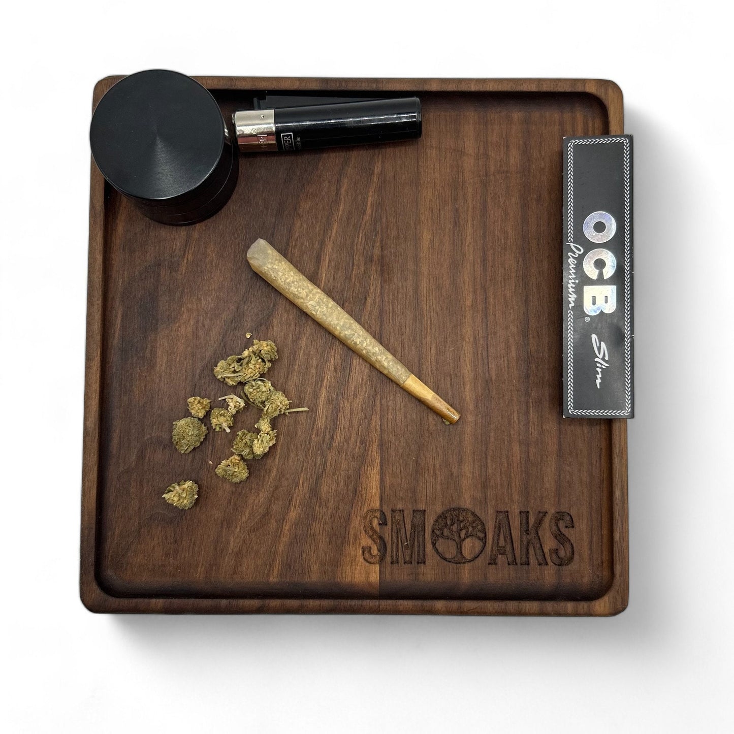 Rolling Tray Black Walnut Handmade Cannabis Accessories Weed Tray Stoner Gift Marijuana Air Tight Stash Storage Jar Marijuana Accessory