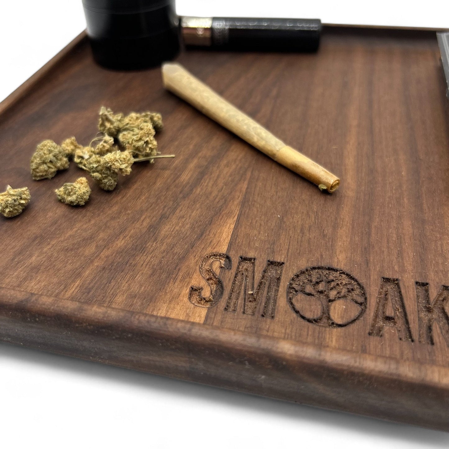 Rolling Tray Black Walnut Handmade Cannabis Accessories Weed Tray Stoner Gift Marijuana Air Tight Stash Storage Jar Marijuana Accessory