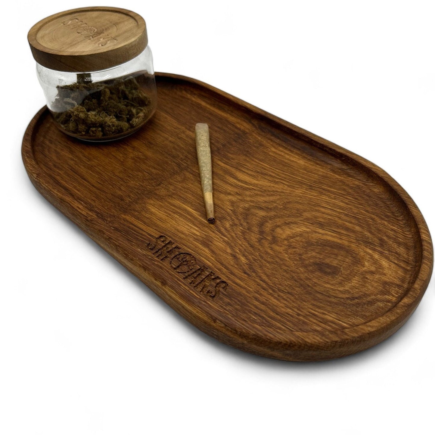 XXL Oval Rolling Tray French Oak Handmade Cannabis Accessories Weed Tray Stoner Gift Marijuana Air Tight Stash Storage Jar Ganja Accessory