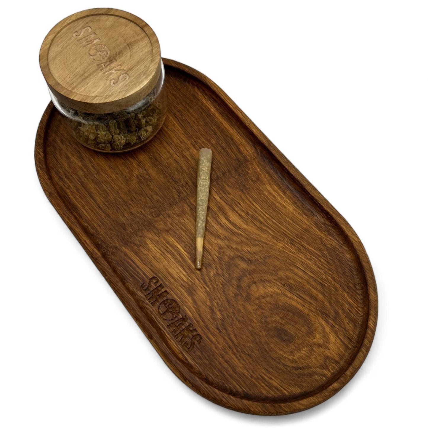 XXL Oval Rolling Tray French Oak Handmade Cannabis Accessories Weed Tray Stoner Gift Marijuana Air Tight Stash Storage Jar Ganja Accessory