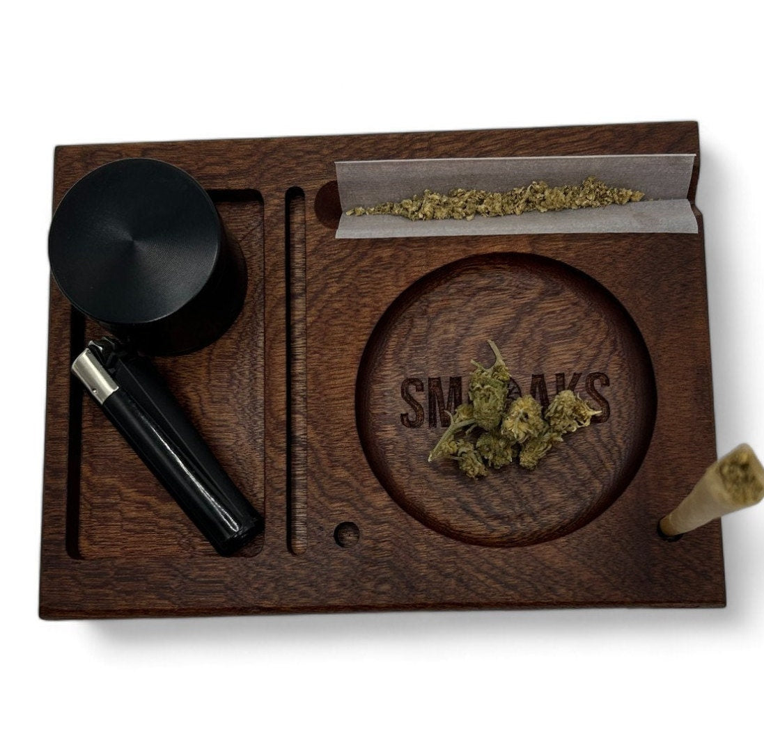 Rolling Tray Mahogany Handmade Cannabis Accessories Weed Tray Stoner Gift Marijuana Accessory. Smoking Gifts for him or her