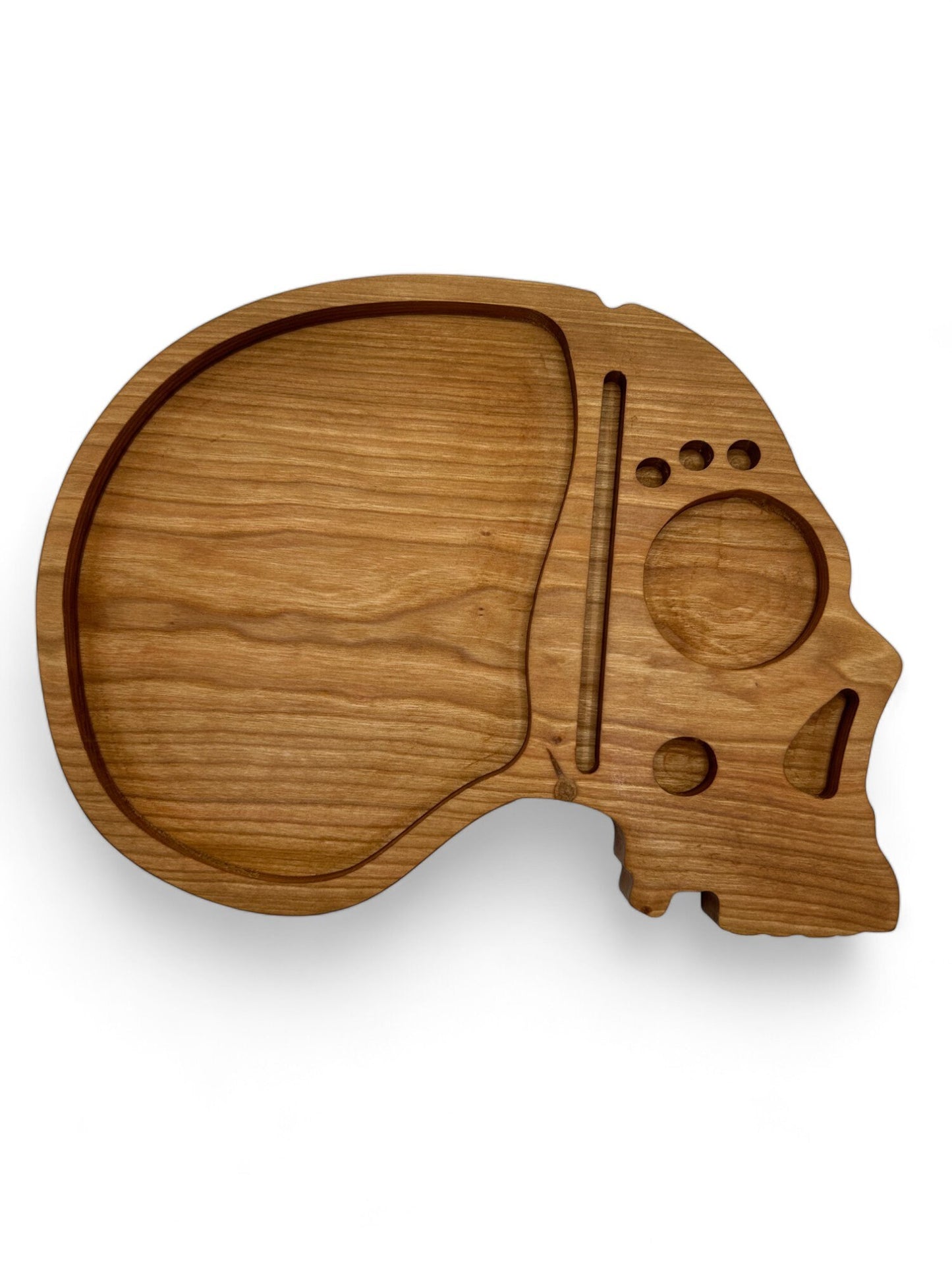 Skull Rolling Tray Set Cherry Wood Handmade Cannabis Accessories Weed Tray Stoner Gift Marijuana with Herb Grinder To Fit Eye Slot Accessory