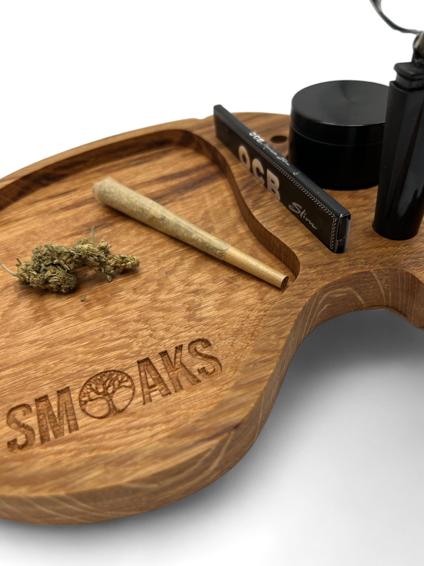 Skull Rolling Tray Set Cherry Wood Handmade Cannabis Accessories Weed Tray Stoner Gift Marijuana with Herb Grinder To Fit Eye Slot Accessory