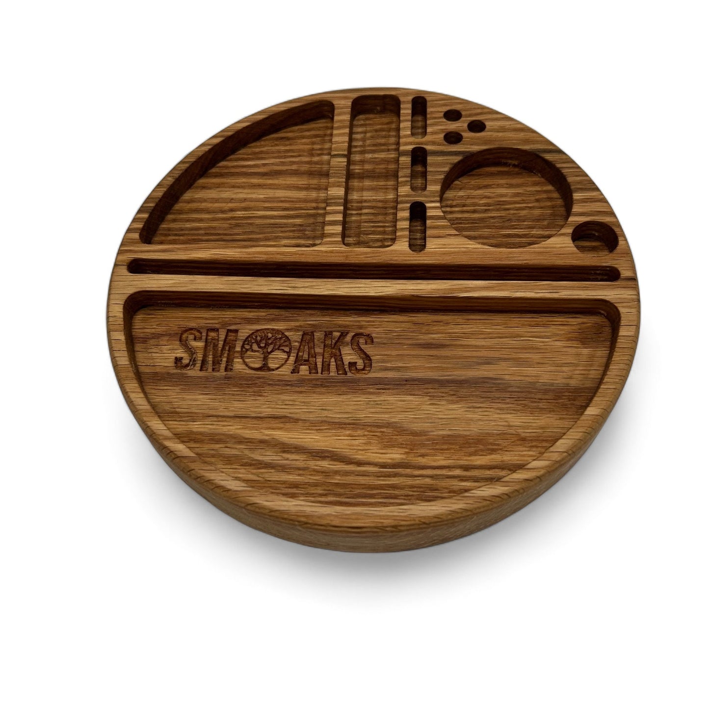 Round Rolling Tray French Oak Handmade Cannabis Accessories Weed Tray Stoner Gift Marijuana Air Tight Stash Storage Jar Ganja Accessory