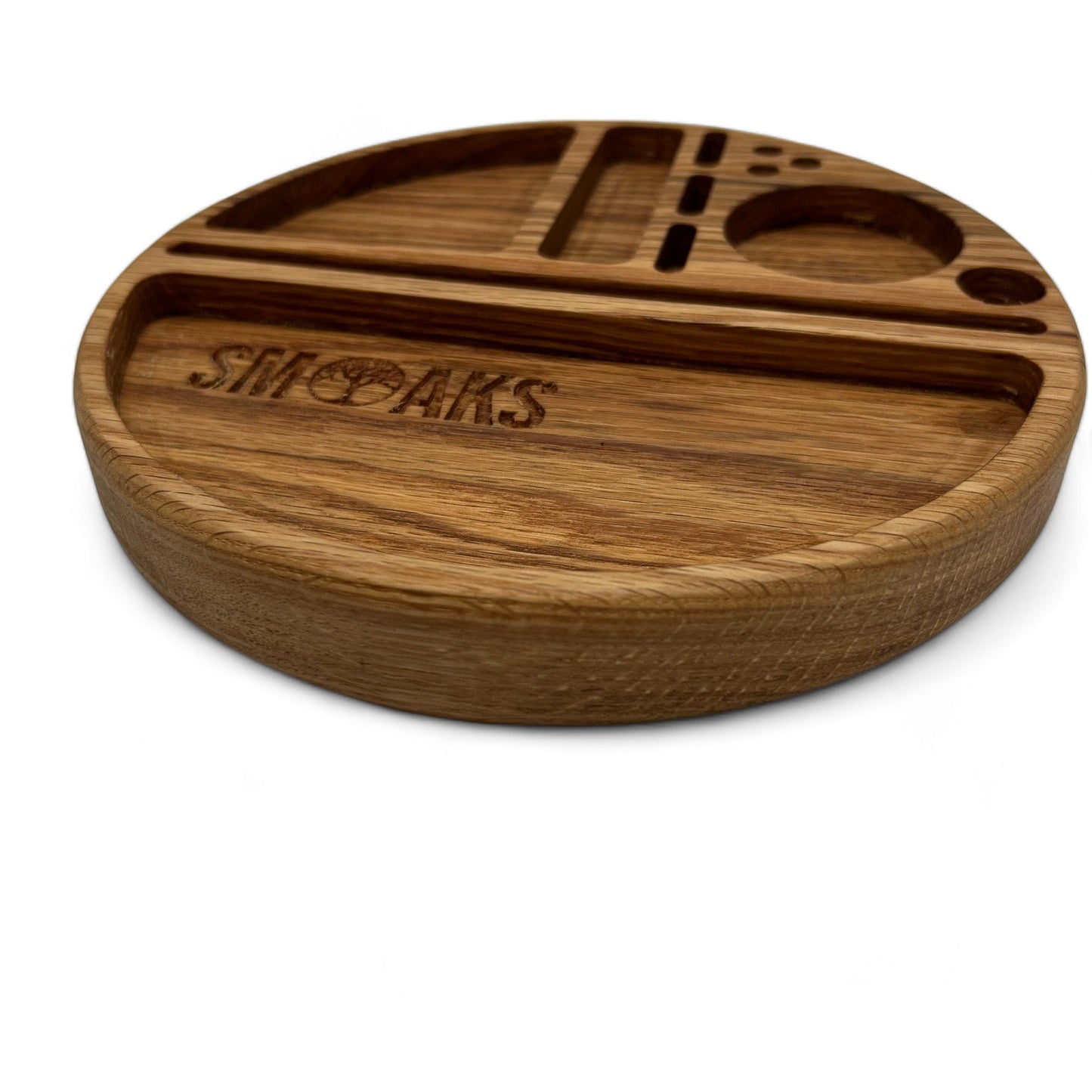 Round Rolling Tray French Oak Handmade Cannabis Accessories Weed Tray Stoner Gift Marijuana Air Tight Stash Storage Jar Ganja Accessory