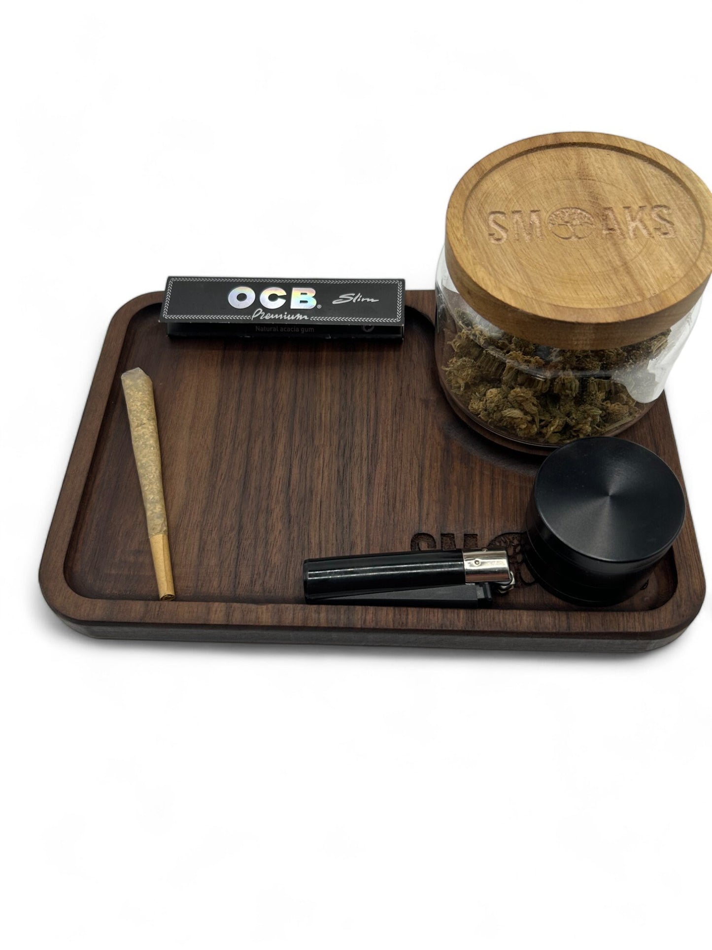 Rolling Tray Black walnut Handmade Cannabis Accessories Weed Tray Stoner Gift Marijuana Air Tight Stash Storage Jar Accessory Stash Tray