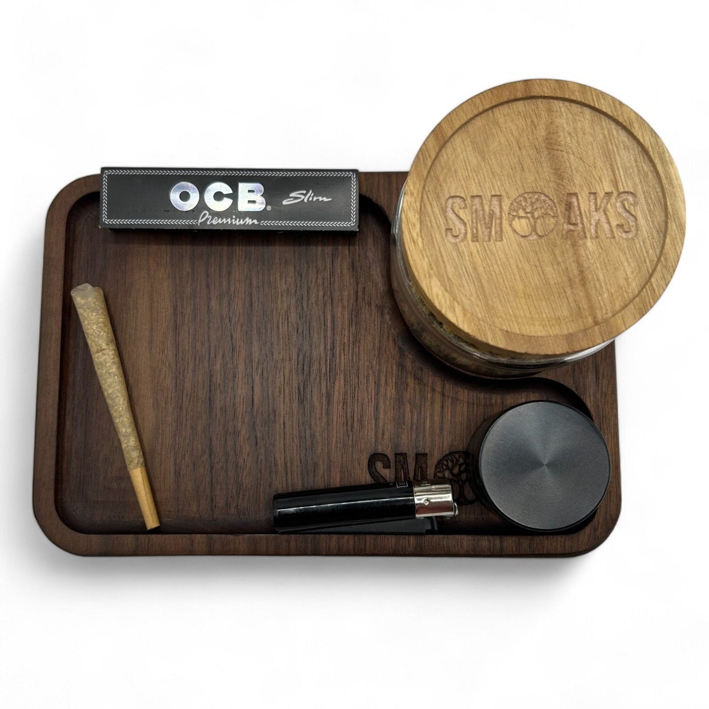 Rolling Tray Black walnut Handmade Cannabis Accessories Weed Tray Stoner Gift Marijuana Air Tight Stash Storage Jar Accessory Stash Tray