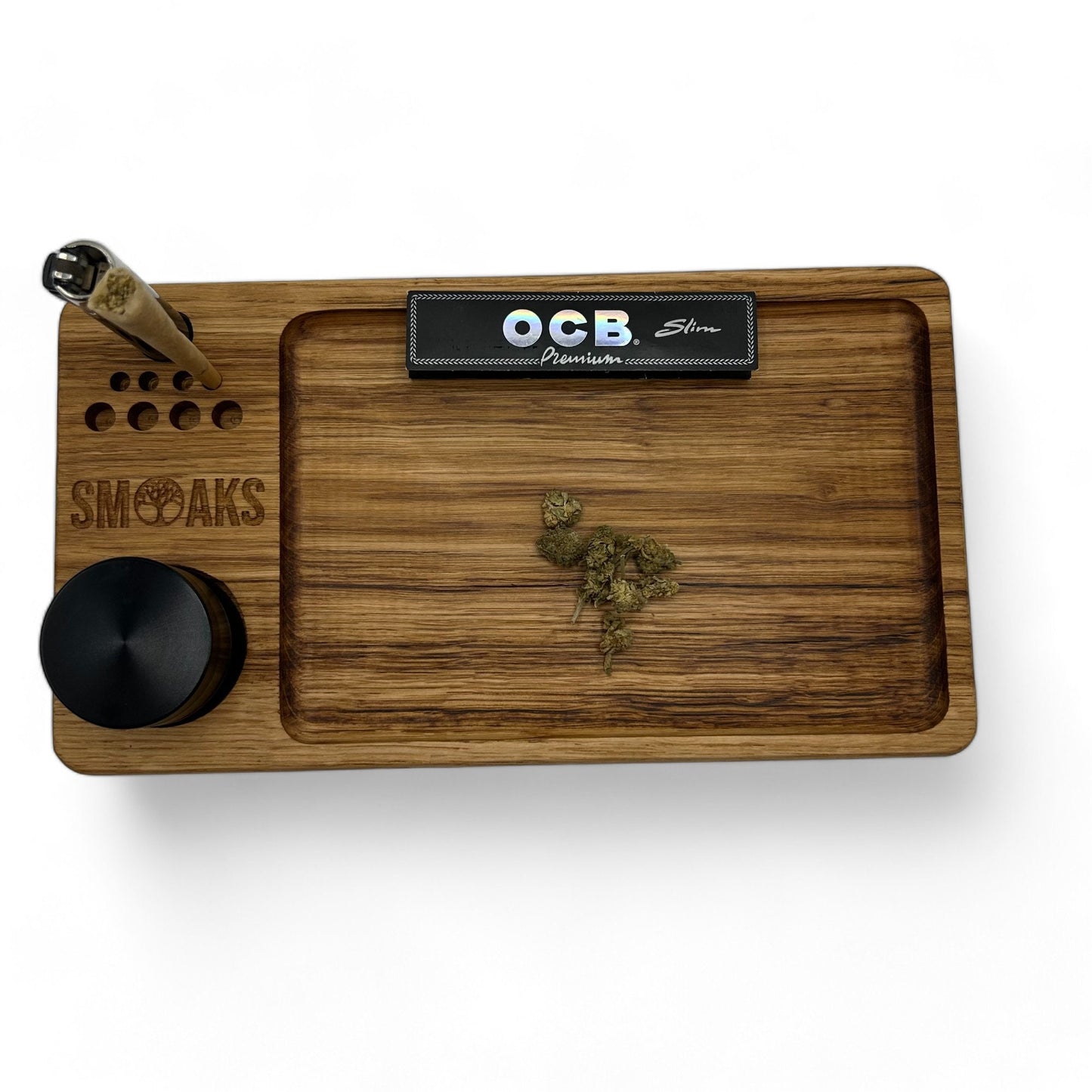 Rolling Tray French Oak Handmade Cannabis Accessories Weed Tray Stoner Gift Marijuana Air Tight Stash Storage Jar And Herb Cannabis Grinder