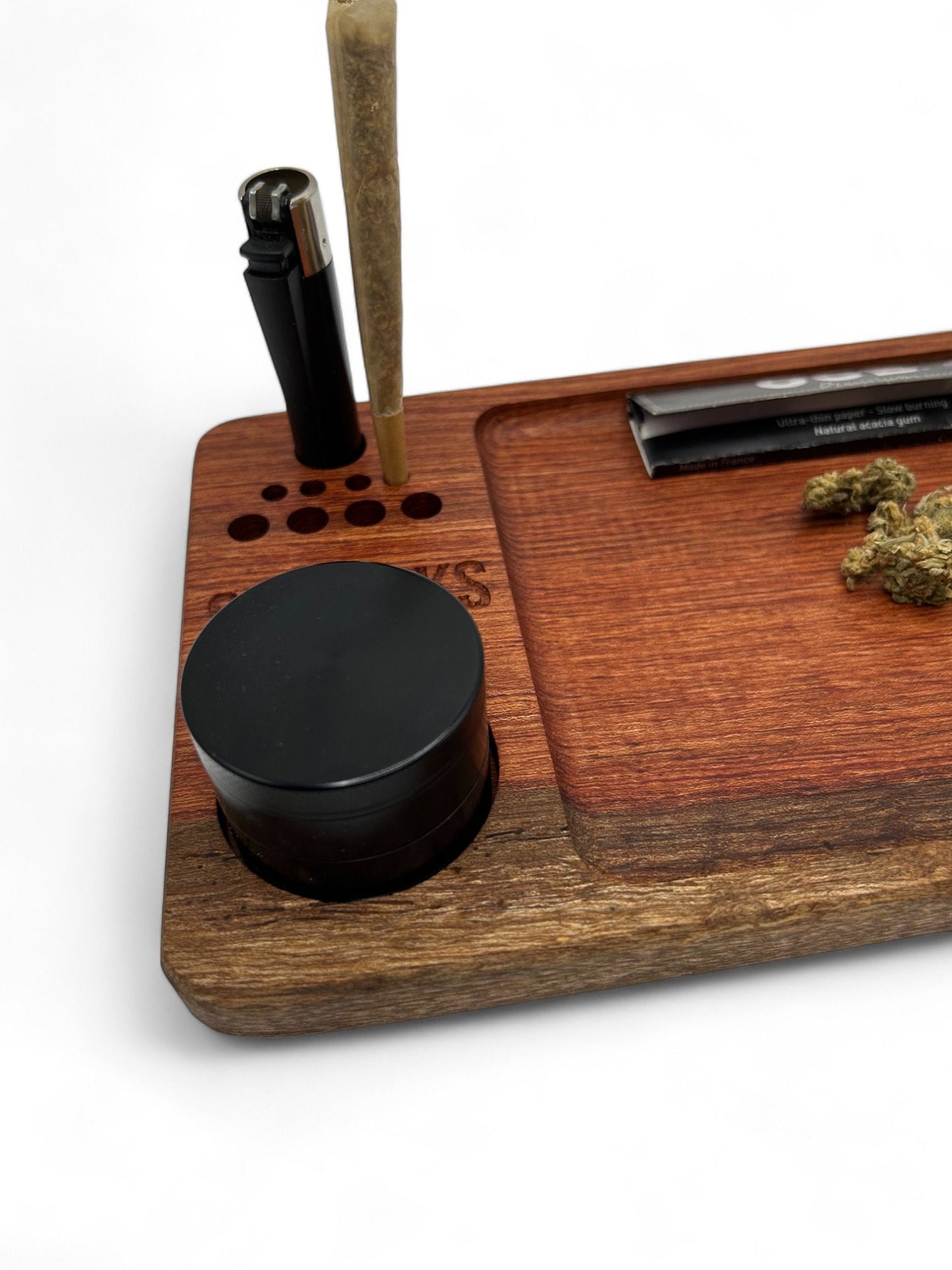Rolling Tray Set Namibian Rosewood Handmade Cannabis Accessories Weed Tray Stoner Gift Air Tight Stash Storage Jar And Herb Cannabis Grinder