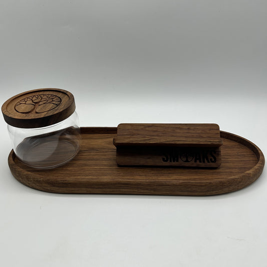 Rolling Tray French Oak, Handcrafted Stylish Smoking Cannabis Accessories Organizer, Perfect Weed Tray Gift For Marijuana Lover Stash Tray