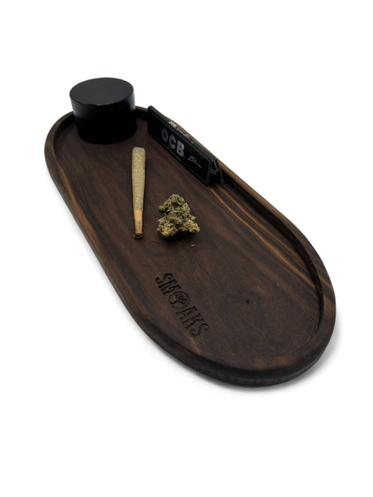 XL Oval Rolling Tray Black Walnut Handmade Cannabis Accessories Weed Tray Stoner Gift Marijuana Air Tight Stash Storage Jar Ganja Accessory