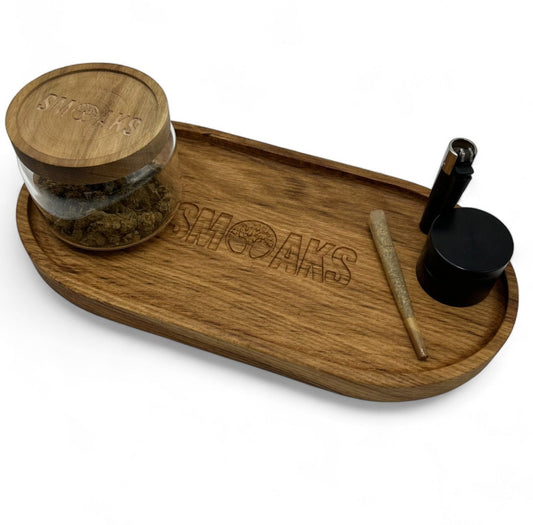XL Oval Rolling Tray French Oak Handmade Cannabis Accessories Weed Tray Stoner Gift Marijuana Air Tight Stash Storage Jar Ganja Accessory