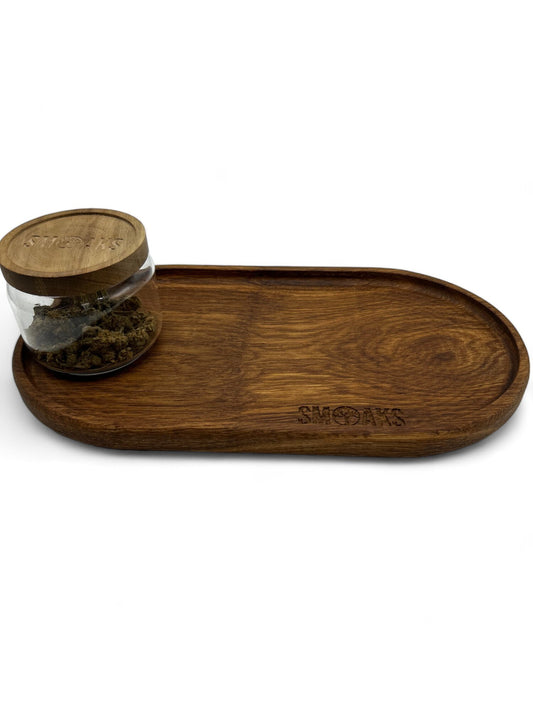 XXL Oval Rolling Tray French Oak Handmade Cannabis Accessories Weed Tray Stoner Gift Marijuana Air Tight Stash Storage Jar Ganja Accessory