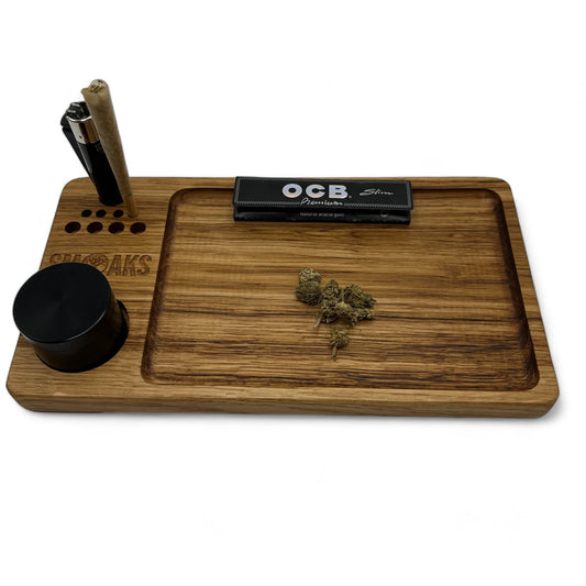 Rolling Tray French Oak Handmade Cannabis Accessories Weed Tray Stoner Gift Marijuana Air Tight Stash Storage Jar And Herb Cannabis Grinder