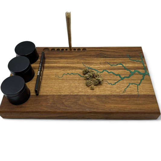 XL Rolling Tray French Oak, Handcrafted Smoking Tray, Cannabis Accessories Organizer, Perfect Weed Tray Gift For Marijuana Lover Stash Tray