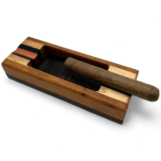 Exotic Wood Cigar Ashtray – Ebony, Pink Ivory & Black Walnut | One of One by SMOAKS