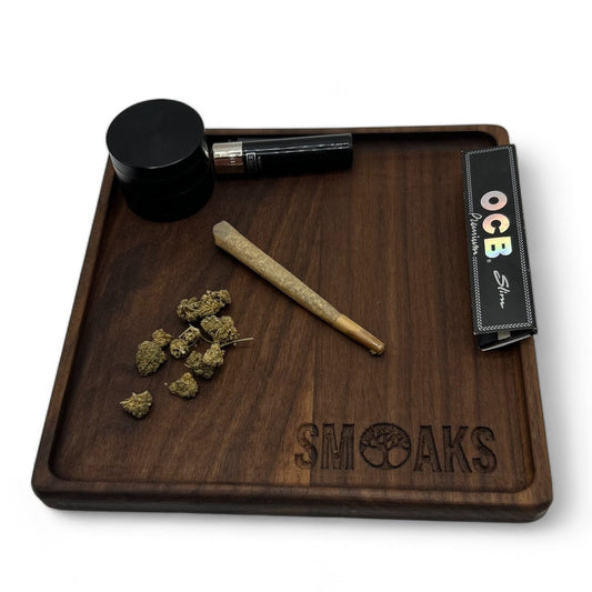 Rolling Tray Black Walnut Handmade Cannabis Accessories Weed Tray Stoner Gift Marijuana Air Tight Stash Storage Jar Marijuana Accessory