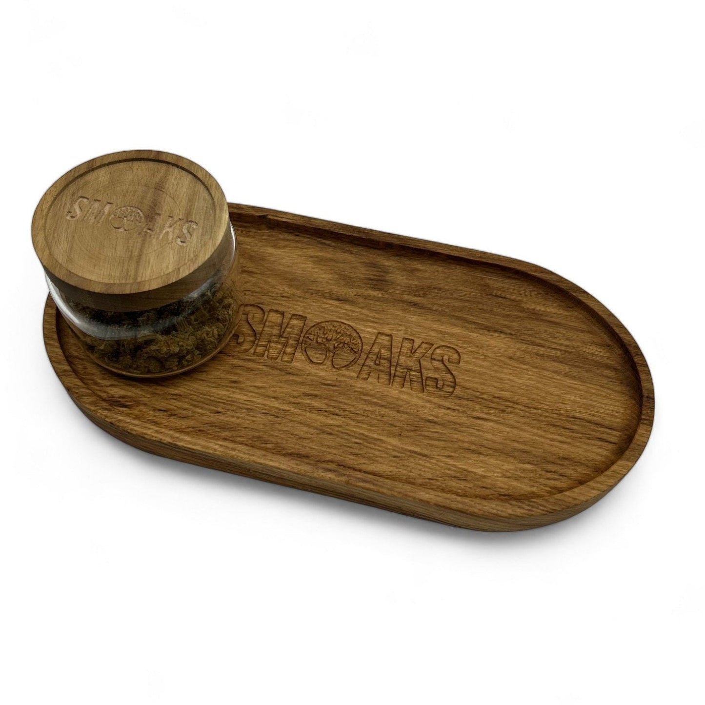 XL Oval Rolling Tray French Oak Handmade Cannabis Accessories Weed Tray Stoner Gift Marijuana Air Tight Stash Storage Jar Ganja Accessory