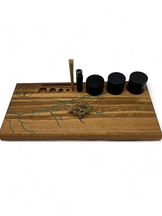 XXL Rolling Tray French Oak, Handcrafted Smoking Tray, Cannabis Accessories Organizer, Perfect Weed Tray Gift For Marijuana Lover Stash Tray